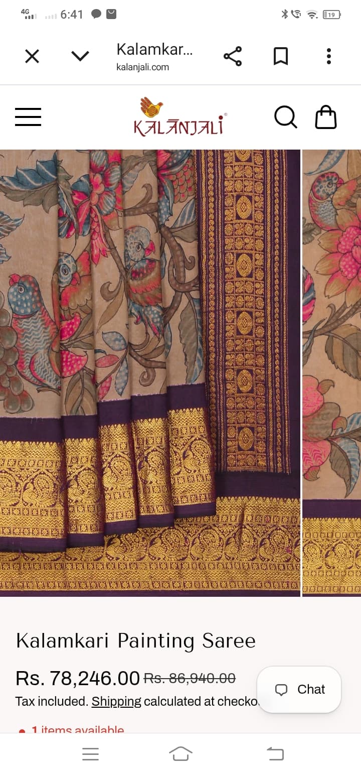 Pen Kalankari silks saree Hand printing